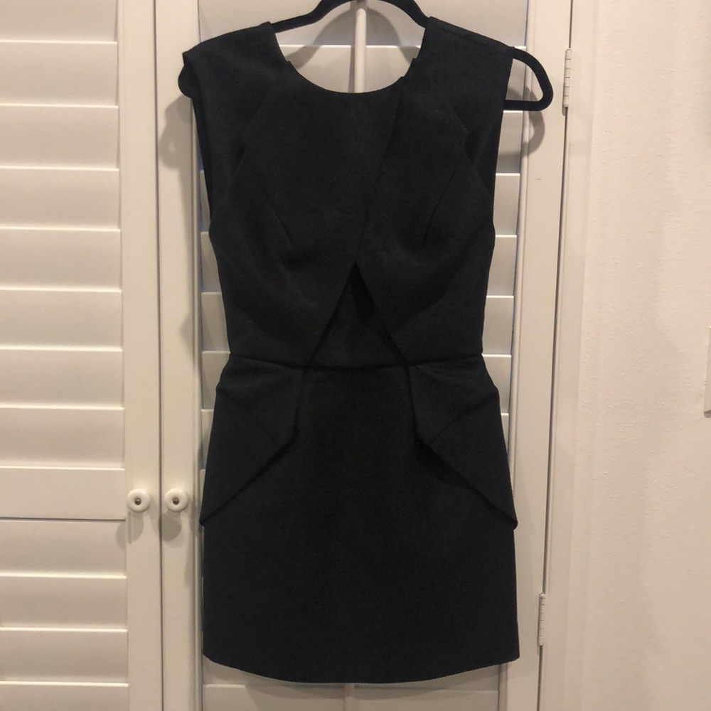 Finders Keepers Black peplum mini dress open back